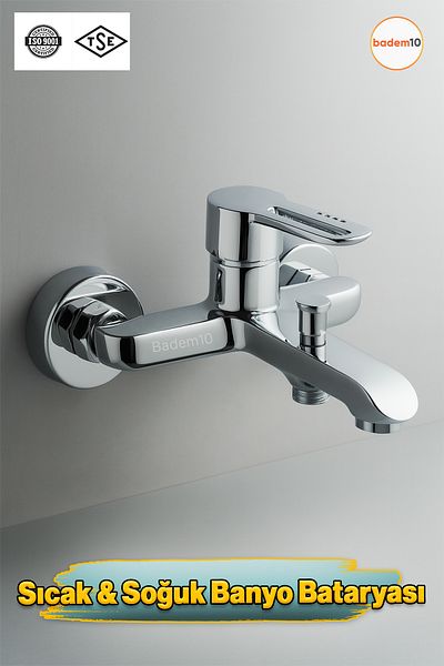 Badem10 صنبور حمام كروم متميز بذراع واحد، تركيب على الحائط، تصميم عصري أنيق، إعدادات ساخنة وباردة