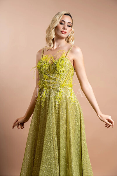 Lovely Dress Midi Boy Pul Detaylı Gece Elbisesi