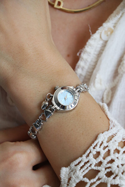 Northwatch Kalp Charmlı Minimal Yeni Sezon Kadın Kol Saati Gümüş & Özel Çanta