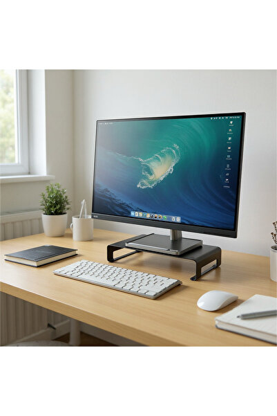 Prexua Riser Masaüstü Monitör Standı - Monitör Yükseltici - Siyah - Medium - RSR8040BL