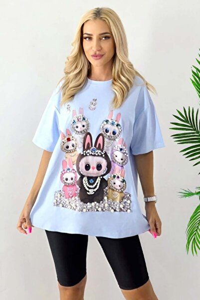 FashionForYou Γυναικείο T-shirt με τύπωμα La BuBu, άνετη εφαρμογή με πέρλες κ...