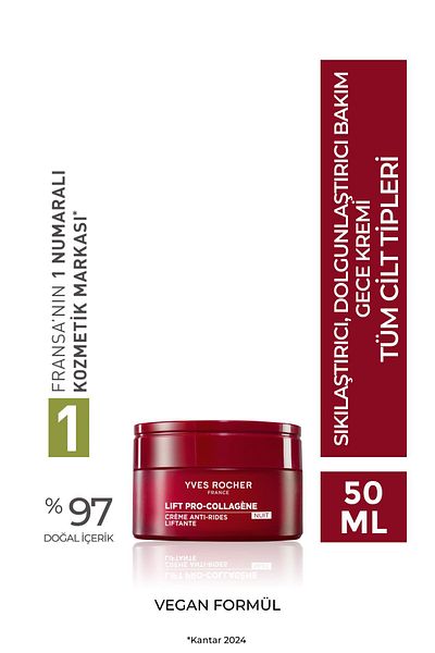 Yves Rocher Night Cream - Firming & Plumping, Herbal Collagen & Hyaluronic Treatment/ Lift Pro Collagen-48