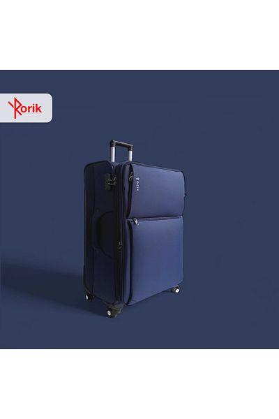 Rorik Troler textil, 70 L, M 69x43x25 cm, roți 360°, valiză cu mâner telescopic, albastru închis