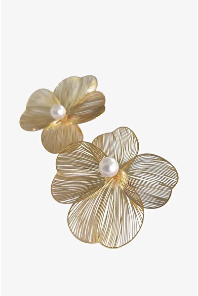 roseberry Gold Çiçekli İnci Taş Leyla Küpe - R1541