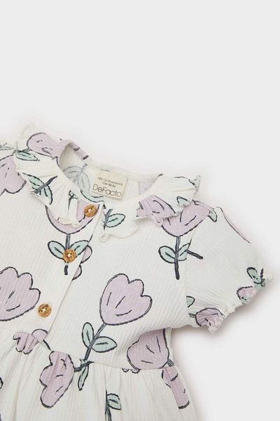 DeFacto Baby Girls Floral Short Sleeve Ribbed Camisole Dress F2323A525Sm