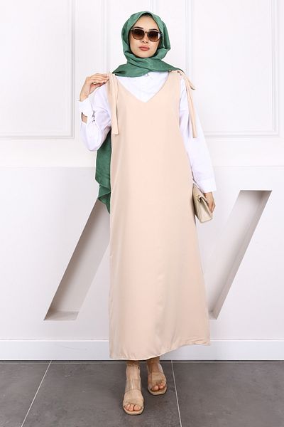 İmajButik Μπεζ δεμένο Gilet