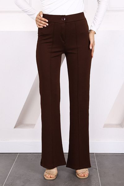 İmajButik Pantaloni spaniole din lycra cu talie maro