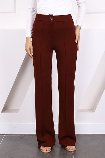 İmajButik Burgundy Grass Lycra Spanish Leg Trousers