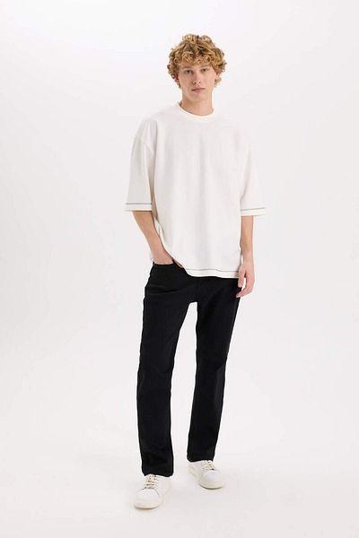 DeFacto Diago Comfort Fit Comfortable Fit High Waist Wide Leg Black Jean Pants E3323Ax25Sp