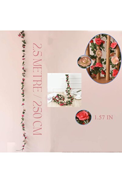 Buka Shops Pembe Beyaz Yapay Gül Sarmaşık Çiçek