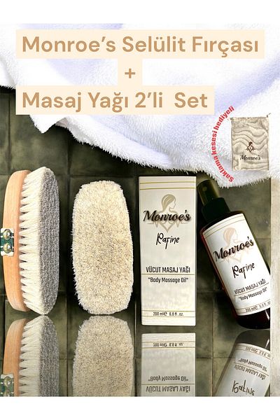 Natural Anti-Cellulite Horsehair Cellulite Brush/Massage Oil Set – 100% Natural – Storage Pouch Gift
