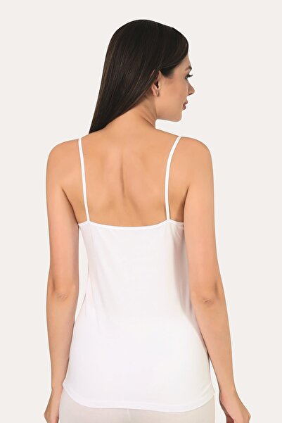 Arma Yıldız White 2-Piece Women's Tulle Strap Tank Top Cotton Lycra