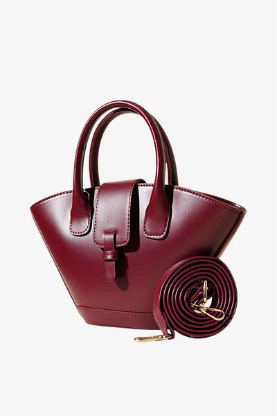 roseberry Claret Red Bucket Bucket Model Asymmetric Cut Lined Women's Bag - R1037