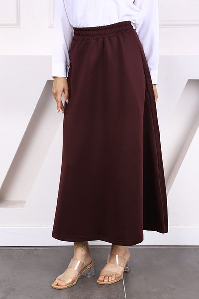 İmajButik Fusta evazată cu talie elastică de prune