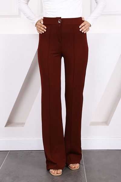 İmajButik Burgundy Grass Lycra Spanish Leg Trousers