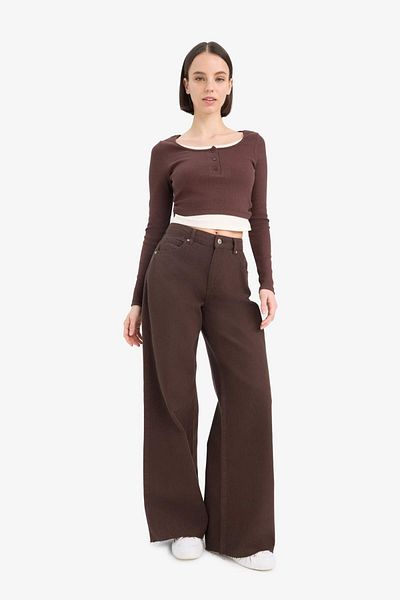 DeFacto Coool Fitted Corduroy Camisole Long Sleeve T-Shirt E7606Ax25Sp