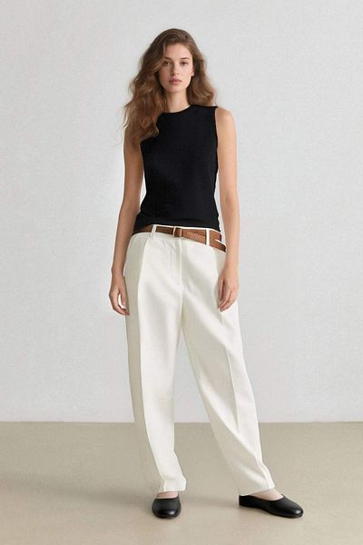 DeFacto Carrot Fit Gabardine Fabric Pants with Belt High Waist Short Leg D2732Ax25Sp
