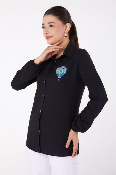 TOFİSA Printed Shirt Black - 13341
