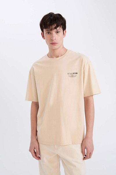 DeFacto 100% Cotton Oversize Wide Fit Crew Neck Printed Short Sleeve T-Shirt D8594Ax25Sp