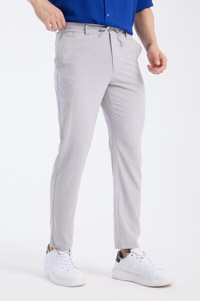 YLDMOOD Erkek GRİ Beli Lastikli Bağcıklı Jogger Pantolon Kaliteli Rahat Kesim...
