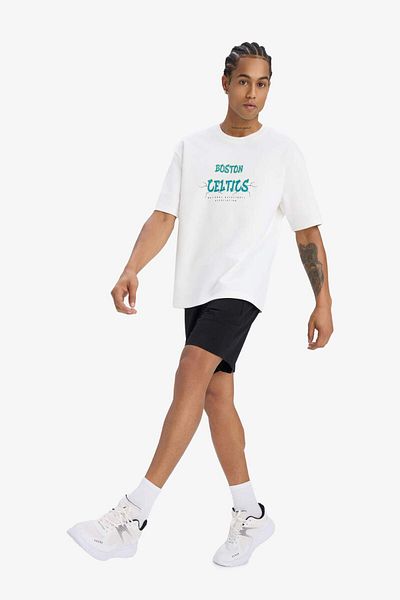 DeFacto Defactofit Nba Boston Celtics Oversize Wide Fit Crew Neck Back Printed Short Sleeve T-Shirt E013
