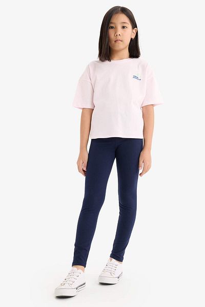 DeFacto Girls' 2-Piece Set Printed Short-Sleeved T-Shirt Long Leggings E3816A825Sm