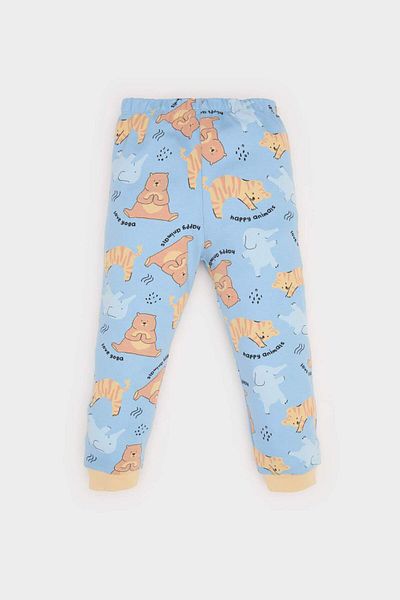 DeFacto Baby Boy Pajamas Set - Animal Print, Long Sleeve, Rubber Waist, Long Bottom E6935A525Sp
