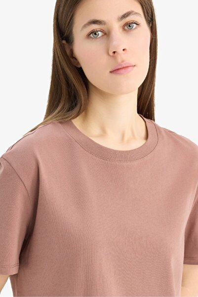 DeFacto Regular Fit Crew Neck Basic Plain Combed Cotton Short Sleeve T-Shirt W9584Az25Sp