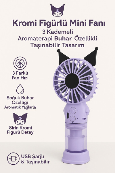 Caglastore VIP SERİ MİNİ ŞARJILI EL FANI BUHARLI 3 KADEMELİ HIZ AYARI MASA ve...