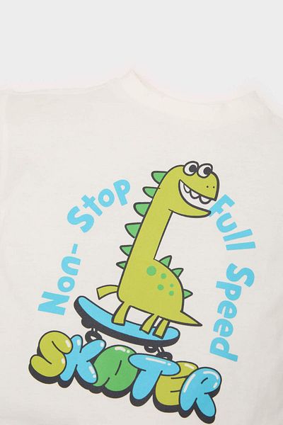 DeFacto Baby Boy Crew Neck Dinosaur Printed Short Sleeve T-Shirt E5982A525Sm