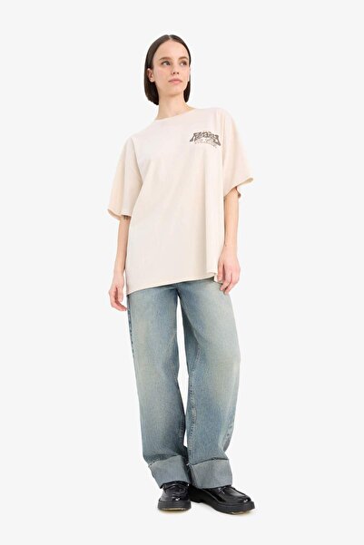 DeFacto Πίσω μπλουζάκι με λαιμόκοψη με φαρδιά εφαρμογή E0636AX25SM