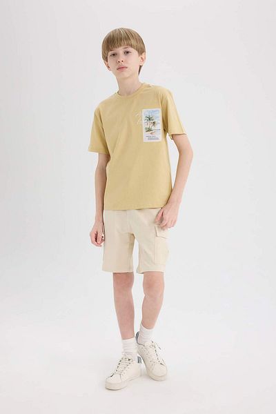 DeFacto Boy's Crew Neck Embroidery Short Sleeve T-Shirt E3743A825Sm