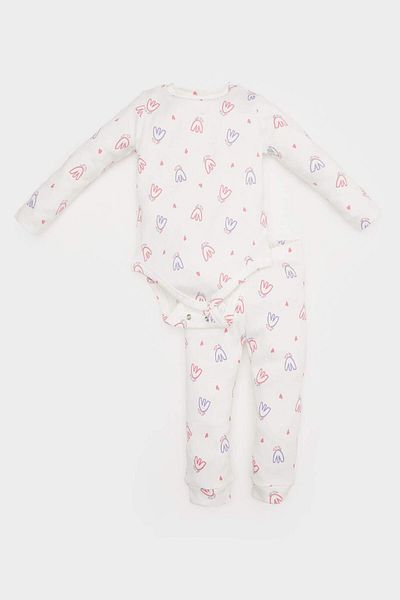 DeFacto Baby Girl 2 Piece Set Floral Ribbed Camisole Long Sleeve Snap Body Long Bottom E2386A525Sp