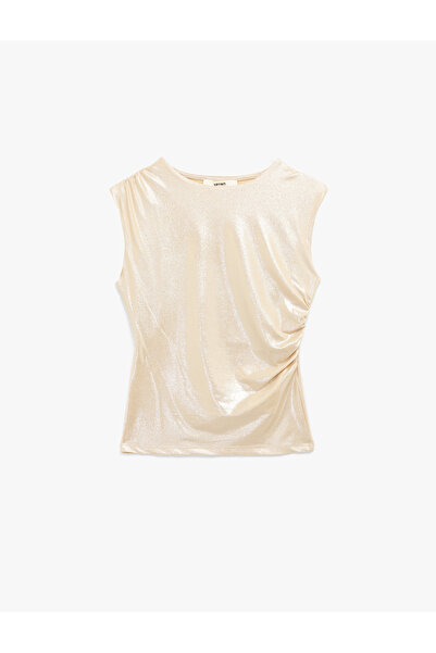 Koton Αμάνικη γυαλιστερή μπλούζα με λεπτή εφαρμογή
