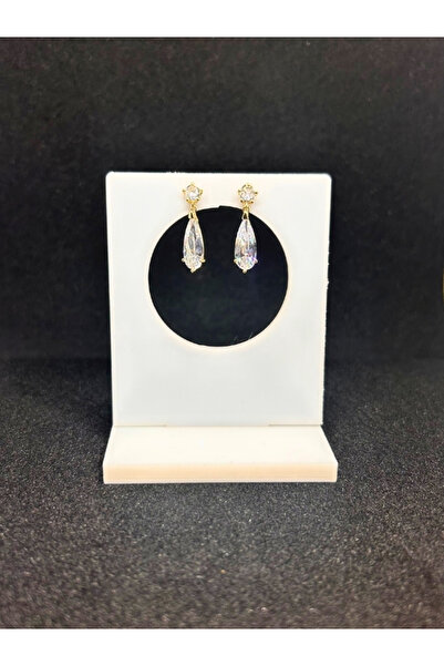 Monella Altın Kaplama Su Damlası Tasarımlı Zarif Taşlı Küpe