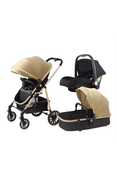 OEM Carucior 3 In 1 Pentru Bebelusi, Landou, Scaun Auto, Plasa Insecte, Amortizoare, Pliere Compacta
