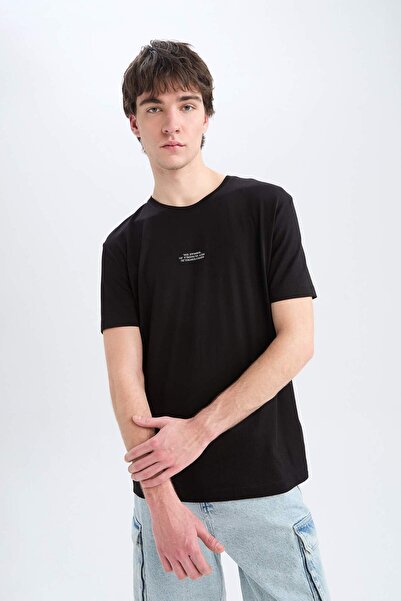 DeFacto Μπλουζάκι με κοντό μανίκι με στάμπα με κανονική εφαρμογή E5179AX25SM