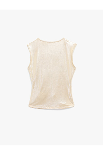Koton Αμάνικη γυαλιστερή μπλούζα με λεπτή εφαρμογή