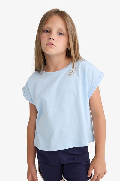 DeFacto Girls' Boxy Fit Crew Neck Basic Solid Short Sleeve T-Shirt C4511A825Sm