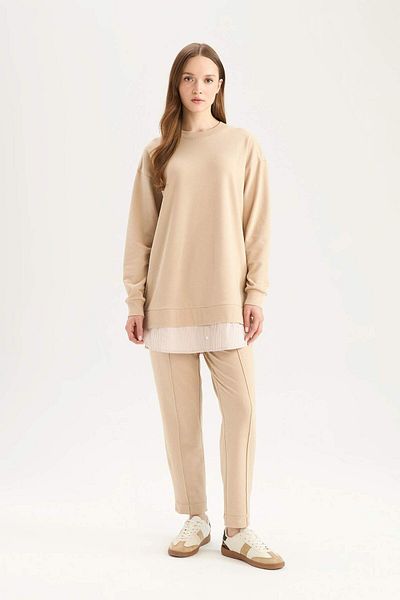 DeFacto Regular Fit Crew Neck Basic Plain Sweatshirt Tunic A9529Ax25Sp