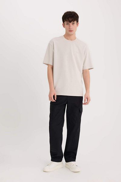 DeFacto Boxy Fit Crew Neck No-Iron Breathable Printed Short Sleeve Heavy Fabric T-Shirt D5507Ax