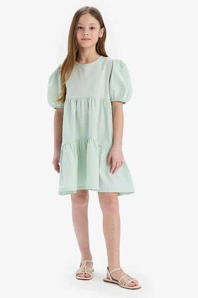 DeFacto Rochie de vară din bumbac cu mânecă scurtă pentru fete B6927A825SM