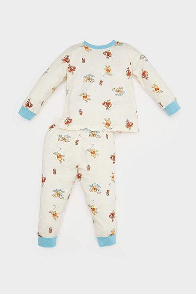 DeFacto Disney Winnie the Pooh Baby Boy Pajamas Set - Long Sleeve Combed Cotton Sleepwear Top and Bottom E0755A525S