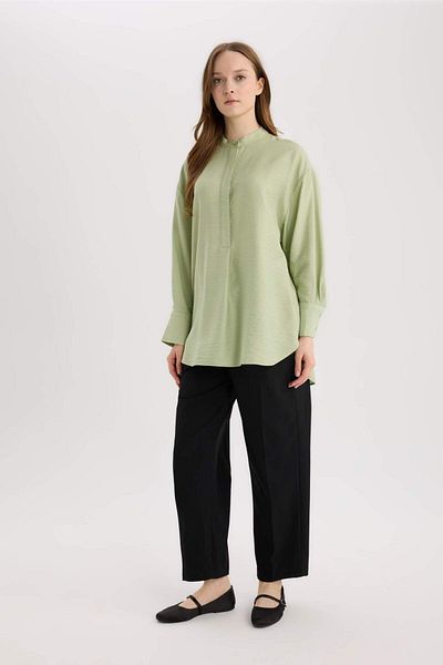 DeFacto Relaxed Fit Kimonokragen Basic Schlichte Langarm-Hijab-Bluse Tunika E1757AX25SP