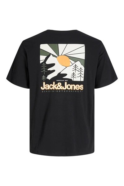 Jack & Jones J&J JJMINE Ανδρικό μπλουζάκι με λογότυπο με στάμπα στην πλάτη Μαύρο A1111