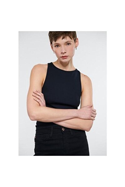 Mavi BİSİKLET YAKA BLUZ