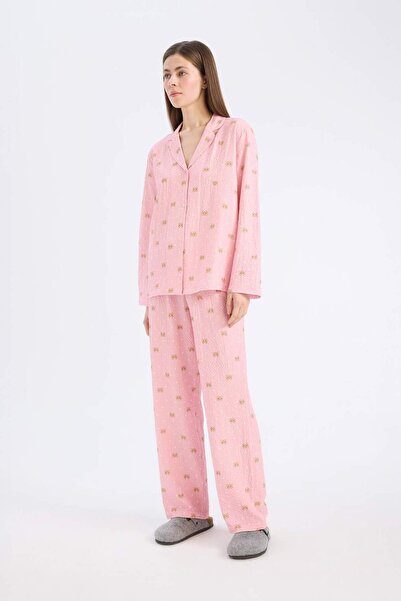DeFacto Uzun Boy Dokuma Pijama Altı-Fall in Love E5773AX25SP
