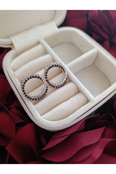 MutluBiDünya Vintage Çift Halka Çelik Taşlı Küpe