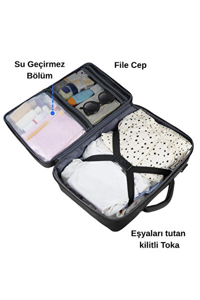 woys Seyahat Sırt Çantası, Laptop Çantası Hafif El Çantası Bay Küçük Bavul Valiz Çanta Siyah