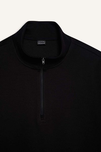DeFacto Defactofit Standard Fit Stand Collar Zippered Athlete Fabric T-Shirt E3962Ax25Sp